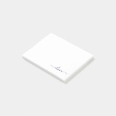 ネイビーブルーホワイトモダンスクリプガーリートのモノグラム名 ポストイット (アングル)