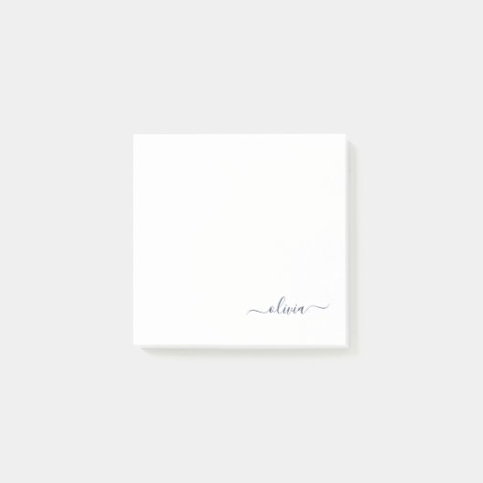 ネイビーブルーホワイトモダンスクリプガーリートのモノグラム名 ポストイット (正面)