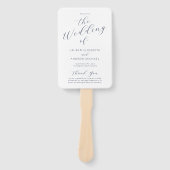 ネイビーブルーホワイトモダン書道結婚式 プログラム ハンドファン (正面)