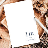 ネイビーブルーホワイトモノグラムクラシックパーソナライズされた 便箋