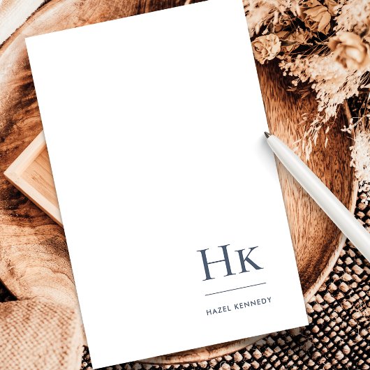 ネイビーブルーホワイトモノグラムクラシックパーソナライズされた 便箋