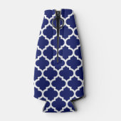 ネイビーブルーホワイトモロッコクローバーパターン#5 ボトルクーラー (裏面)