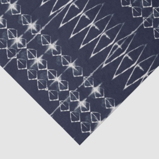 ネイビーブルーホワイトライン絞り染めパタ伝統的ーン 薄葉紙 (詳細)