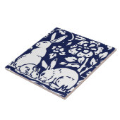 ネイビーブルーホワイトラビットハレウッドランドアニマルトリベット タイル (側面)