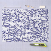 ネイビーブルーホワイトラビットバニーラージパターン 薄葉紙 (クラフト)