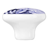 ネイビーブルーホワイトラビットバードフローラウッドランドバニー セラミックノブ (側面)