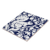 ネイビーブルーホワイトリスの森林動物の葉 タイル (側面)