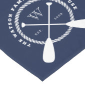 ネイビーブルーホワイトレイク航海のハウスモノグラム ショートテーブルランナー (コーナー)