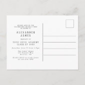 ネイビーブルーホワイト写真卒業 インビテーションポストカード (裏面)