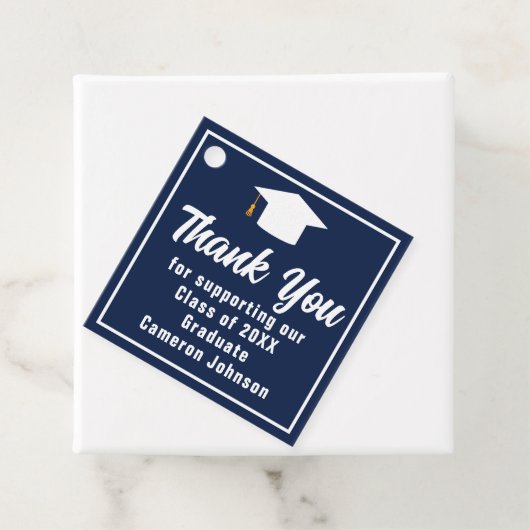 ネイビーブルーホワイト卒業カスタム院卒業パーティー フェイバータグ (インサイチュ)