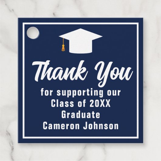 ネイビーブルーホワイト卒業カスタム院卒業パーティー フェイバータグ (正面)