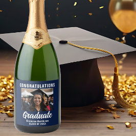 ネイビーブルーホワイト大学院写真修士会 スパークリングワインラベル