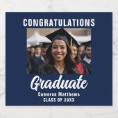 ネイビーブルーホワイト大学院写真修士会 スパークリングワインラベル (シングルラベル)