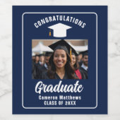 ネイビーブルーホワイト大学院写真修士会 ワインラベル (シングルラベル)