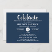 ネイビーブルーホワイト手書き写真卒業パーティー 招待状 (裏面)