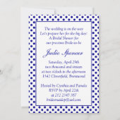 ネイビーブルーホワイト水玉模様ブライダルシャワー招待 招待状 (裏面)