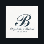 ネイビーブルーホワイト結婚ズモノグラムナプキン スタンダードカクテルナプキン<br><div class="desc">結婚式カスタムと関連パーソナライズされたイベントのためのモノグラム紙ナプキン。新郎新婦の名前、日付、イニシャルなど好きなもの結婚で、このエレガントなウェディングアクセサリーをパーソナライズ。白い背景シンプルにエレガント、ネイビーブルーのスクリプト文字。</div>