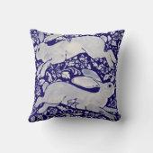 ネイビーブルーホワイト跳躍ラビットハレチノイスリー クッション (裏面)