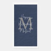 ネイビーブルーホワイト退職パーティー名モノグラム (正面)