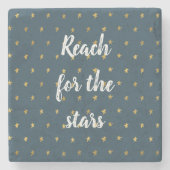 ネイビーブルーホワイト金ゴールドスター ストーンコースター (正面)