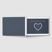 ネイビーブルーホワイト金ゴールドハートエレガントな結婚式 ゲストブック (全面)