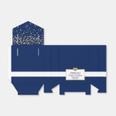 ネイビーブルーホワイト金ゴールドハートパーティー結婚の好意 フェイバーボックス (折り畳みなし)