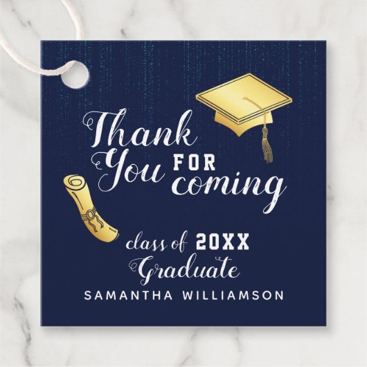 ネイビーブルーホワイト金ゴールド2025卒業ありがとう フェイバータグ (正面)