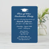 ネイビーブルーホワイト2024卒業パーティー招待状 招待状 (スタンド正面)