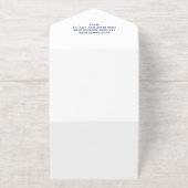 ネイビーブルーホワイト | ミニマルモダンエレガント箔 オールインワン招待状 (外側)