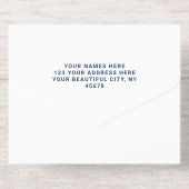 ネイビーブルーホワイト | ミニマルモダンエレガント箔 オールインワン招待状 (背面)