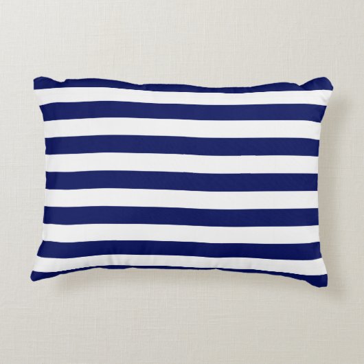 ネイビーブルーホートホリストライプズホットピンク名モノグラム アクセントクッション (裏面)