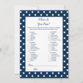 ネイビーブルーボウあなたの財布シャワーゲームの中にあるものを 招待状 (正面)