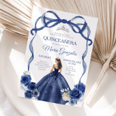 ネイビーブルーボウプリンセスシルバークラウンキンセニェラ 招待状