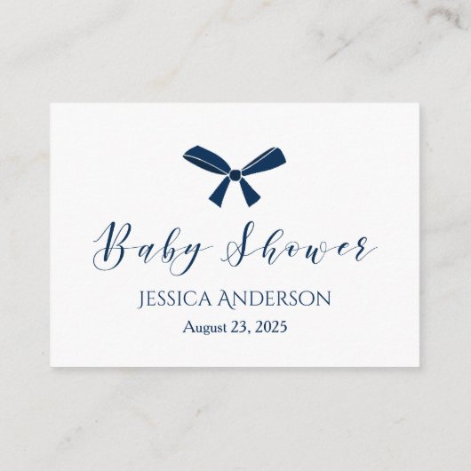 ネイビーブルーボウベビー名提案シャワーゲーム エンクロージャーカード (裏面)