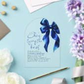 ネイビーブルーボウ結び目ブライダルシャワー アクリル招待状 (インサイチュ (ウェディング))