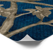 ネイビーブルーボタニカルチノワセリーフラワーウォールアート ポスター (角)