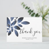 ネイビーブルーボタニカルブライダルシャワー サンキューカード (スタンド正面)