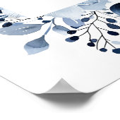 ネイビーブルーボタニカル確認ウェルカムサイン ポスター (角)