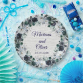 ネイビーブルーボホフローラ結婚ズ ペーパープレート (パーティー)