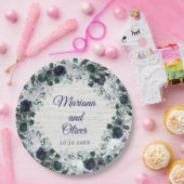 ネイビーブルーボホフローラ結婚ズ ペーパープレート (パーティー)