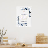 ネイビーブルーボホフローラ聖餐式ウェルカムサイン ポスター (キッチン)