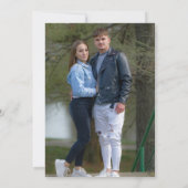 ネイビーブルーボホミニマリストのボタニカルフォト結婚ズ 招待状 (裏面)