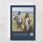 ネイビーブルーボホワイルドフラワーミニマルフローラ結婚ズ 招待状 (裏面)