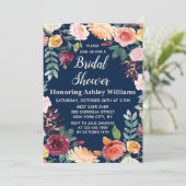 ネイビーブルーボホーグリーンリー秋フローラブライダルシャワー 招待状 (スタンド正面)
