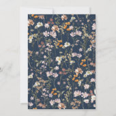 ネイビーブルーボホーワイルドフラワーブライダルシャワー 招待状 (裏面)