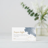 ネイビーブルーボーイウォーターカラーボホおむつラッフル エンクロージャーカード (スタンド正面)