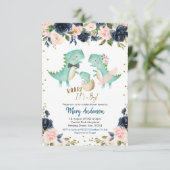 ネイビーブルーボーイ恐竜カップル招待状轟音 招待状 (スタンド正面)