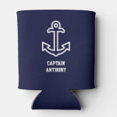 ネイビーブルーボートいかりパーソナライズされたクーラーボックス 缶クーラー (裏面)