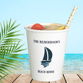 ネイビーブルーボートファ航海のイミリビーチハウスパーティー 紙コップ