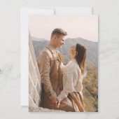 ネイビーブルーボーホウォーターカラーマウンテンフォトズ結婚ーズ 招待状 (裏面)